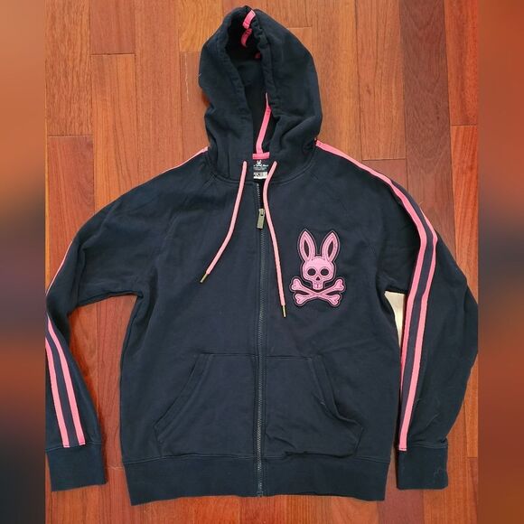 Women's Tracksuit Warmup Full Zip Hoodie Psycho Bunny Big Bunny Pockets NWOT - Picture 1 of 8